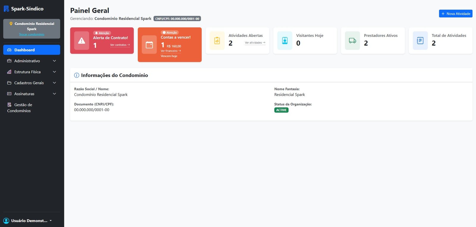 Dashboard do Spark-Síndico